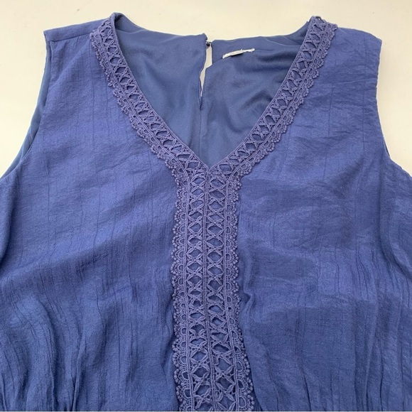 Avenue Maxi Dress Plus Sz 20 Gauzy Blue Sleeveless Ruffle Lined Flowy V Neck - Picture 7 of 12